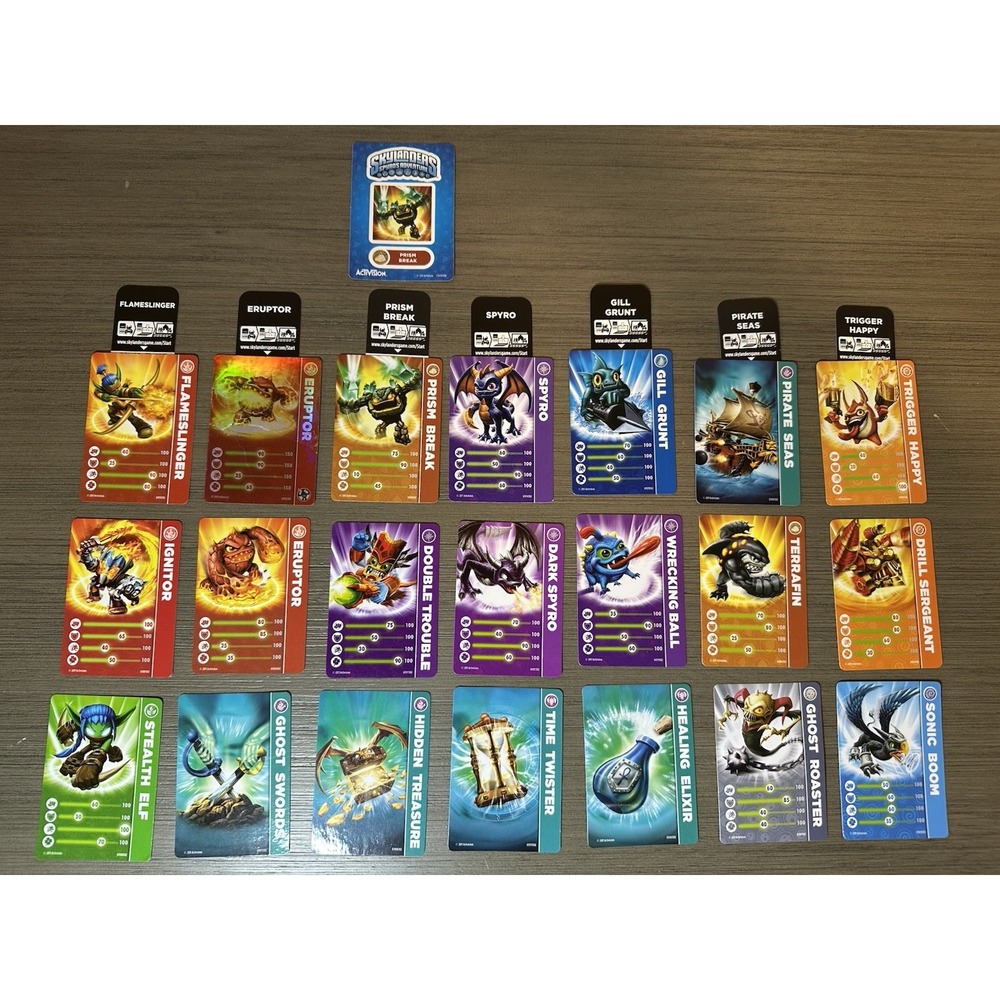 Skylanders Spyro's Adventure Lot- 21 Trading Cards, 7 Character Codes, 1 Sticker